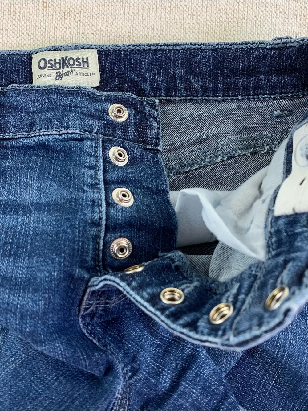 OshKosh girl's Dark Blue Denim Shorts snapped button adjustable waist size 8